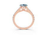 Rose gold Heart Cut Cut Split Shank Pave Diamond Engagement Ring with Four-Prong Setting_3