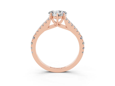 Rose gold Heart Cut Cut Split Shank Pave Diamond Engagement Ring with Four-Prong Setting_3