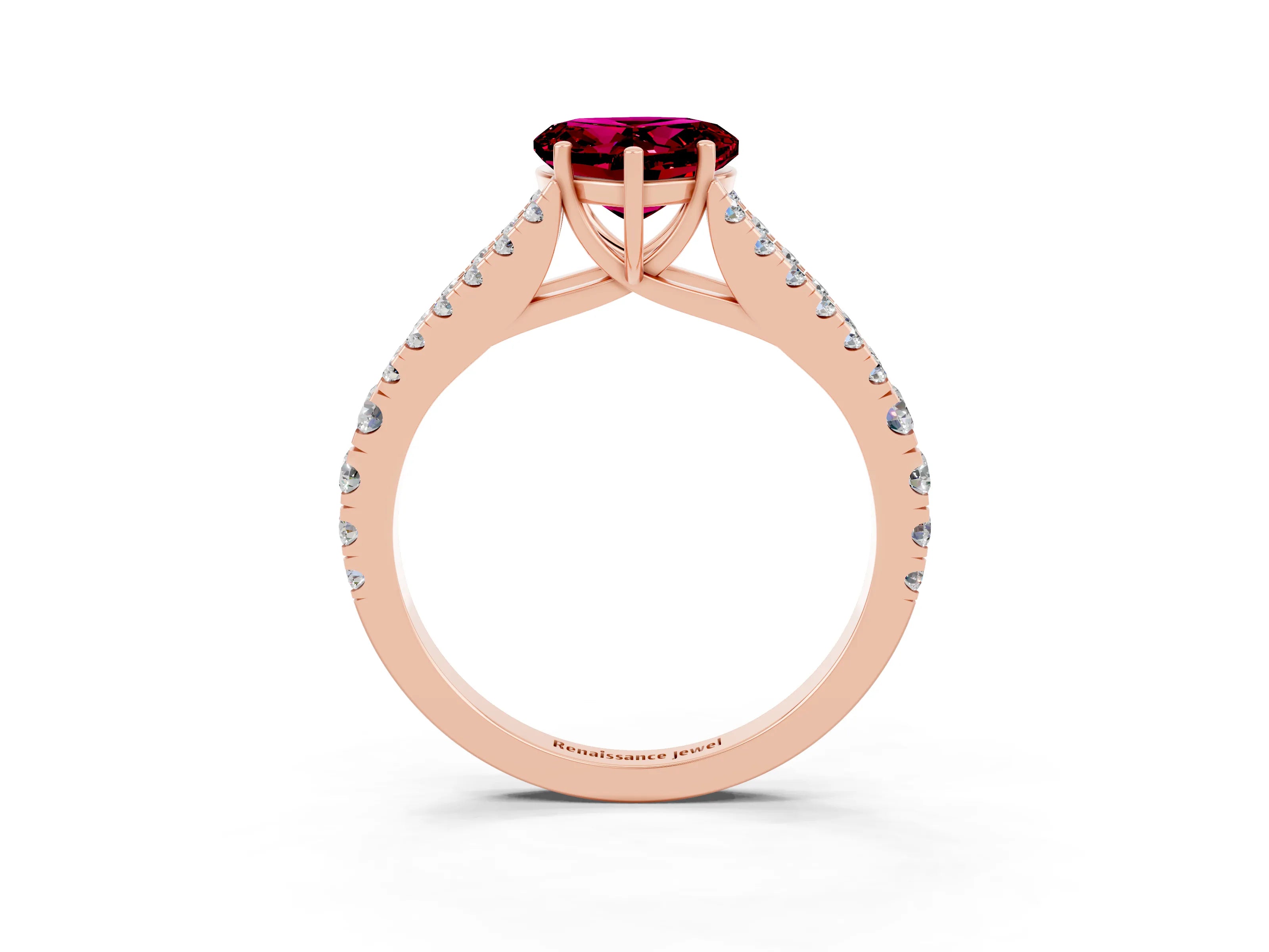 Rose gold Heart Cut Cut Split Shank Pave Diamond Engagement Ring with Four-Prong Setting_3