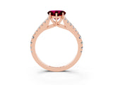 Rose gold Heart Cut Cut Split Shank Pave Diamond Engagement Ring with Four-Prong Setting_3