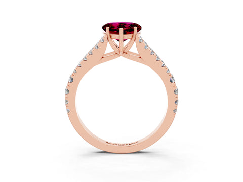 Rose gold Heart Cut Cut Split Shank Pave Diamond Engagement Ring with Four-Prong Setting_3