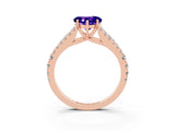 Rose gold Heart Cut Cut Split Shank Pave Diamond Engagement Ring with Four-Prong Setting_3