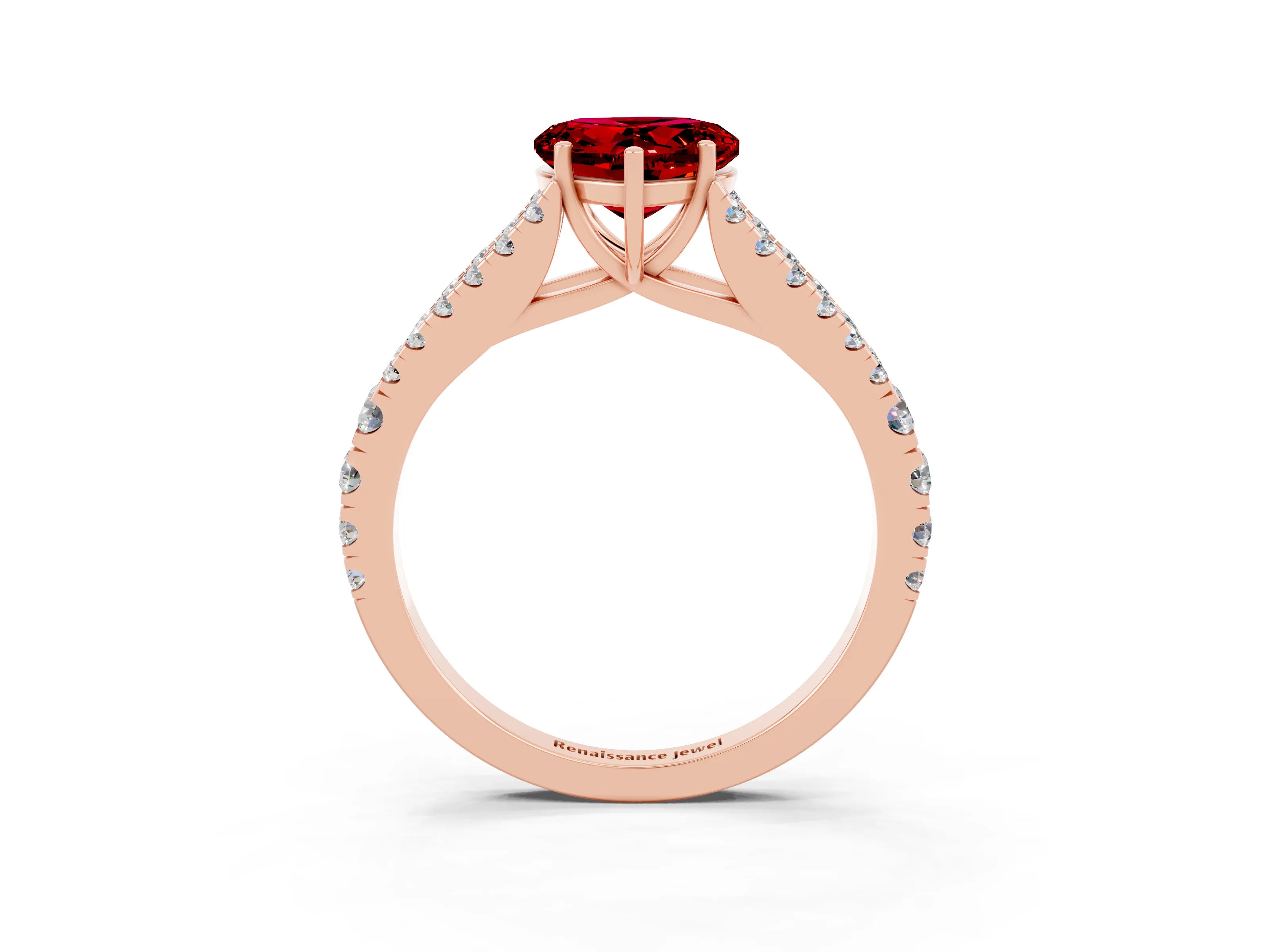 Rose gold Heart Cut Cut Split Shank Pave Diamond Engagement Ring with Four-Prong Setting_3