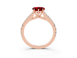 Rose gold Heart Cut Cut Split Shank Pave Diamond Engagement Ring with Four-Prong Setting_3
