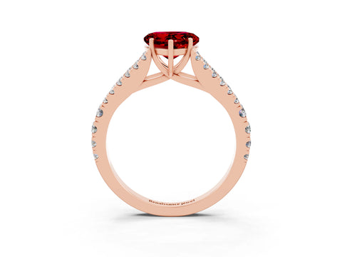 Rose gold Heart Cut Cut Split Shank Pave Diamond Engagement Ring with Four-Prong Setting_3