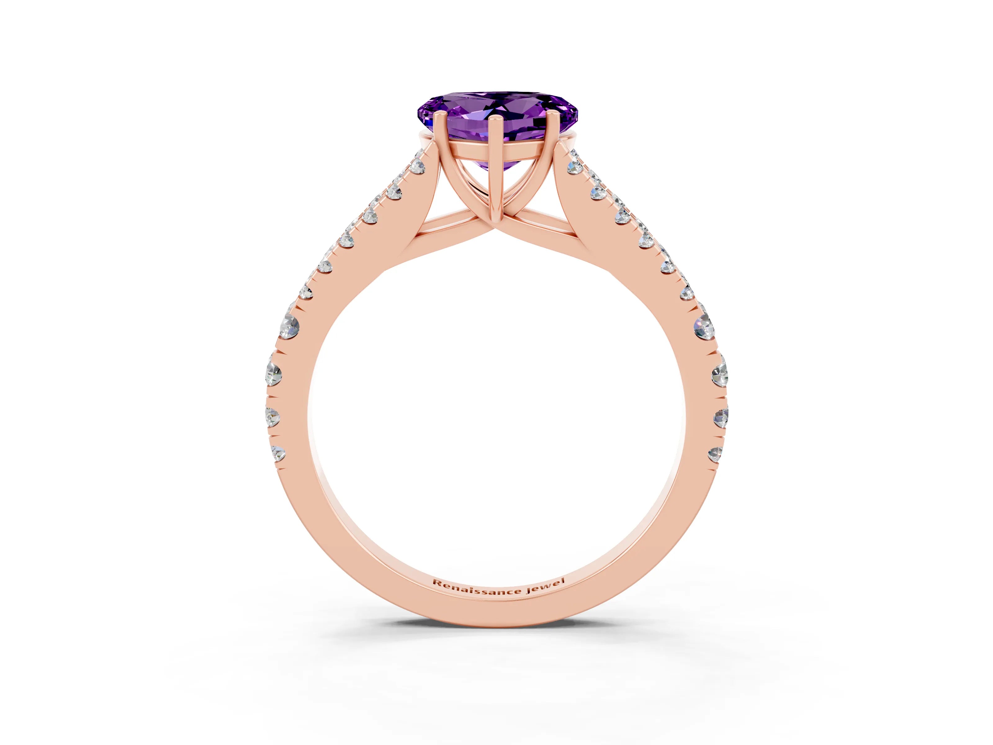 Rose gold Heart Cut Cut Split Shank Pave Diamond Engagement Ring with Four-Prong Setting_3