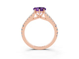 Rose gold Heart Cut Cut Split Shank Pave Diamond Engagement Ring with Four-Prong Setting_3