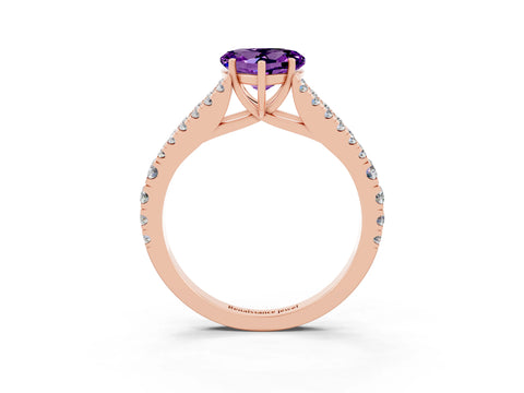 Rose gold Heart Cut Cut Split Shank Pave Diamond Engagement Ring with Four-Prong Setting_3
