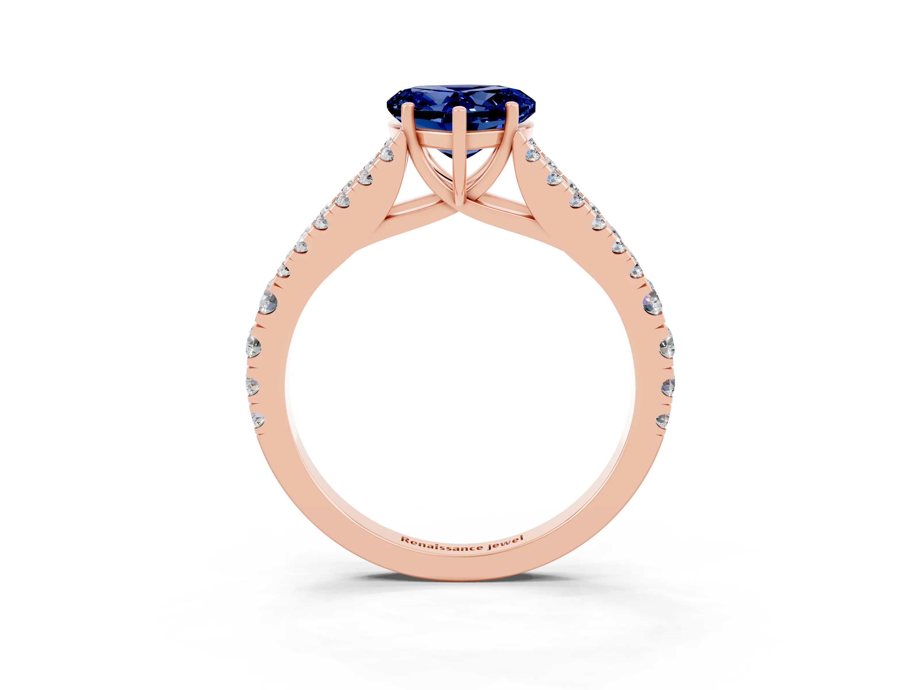 Rose gold Heart Cut Cut Split Shank Pave Diamond Engagement Ring with Four-Prong Setting_3