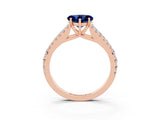 Rose gold Heart Cut Cut Split Shank Pave Diamond Engagement Ring with Four-Prong Setting_3