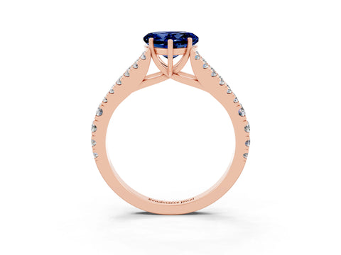 Rose gold Heart Cut Cut Split Shank Pave Diamond Engagement Ring with Four-Prong Setting_3