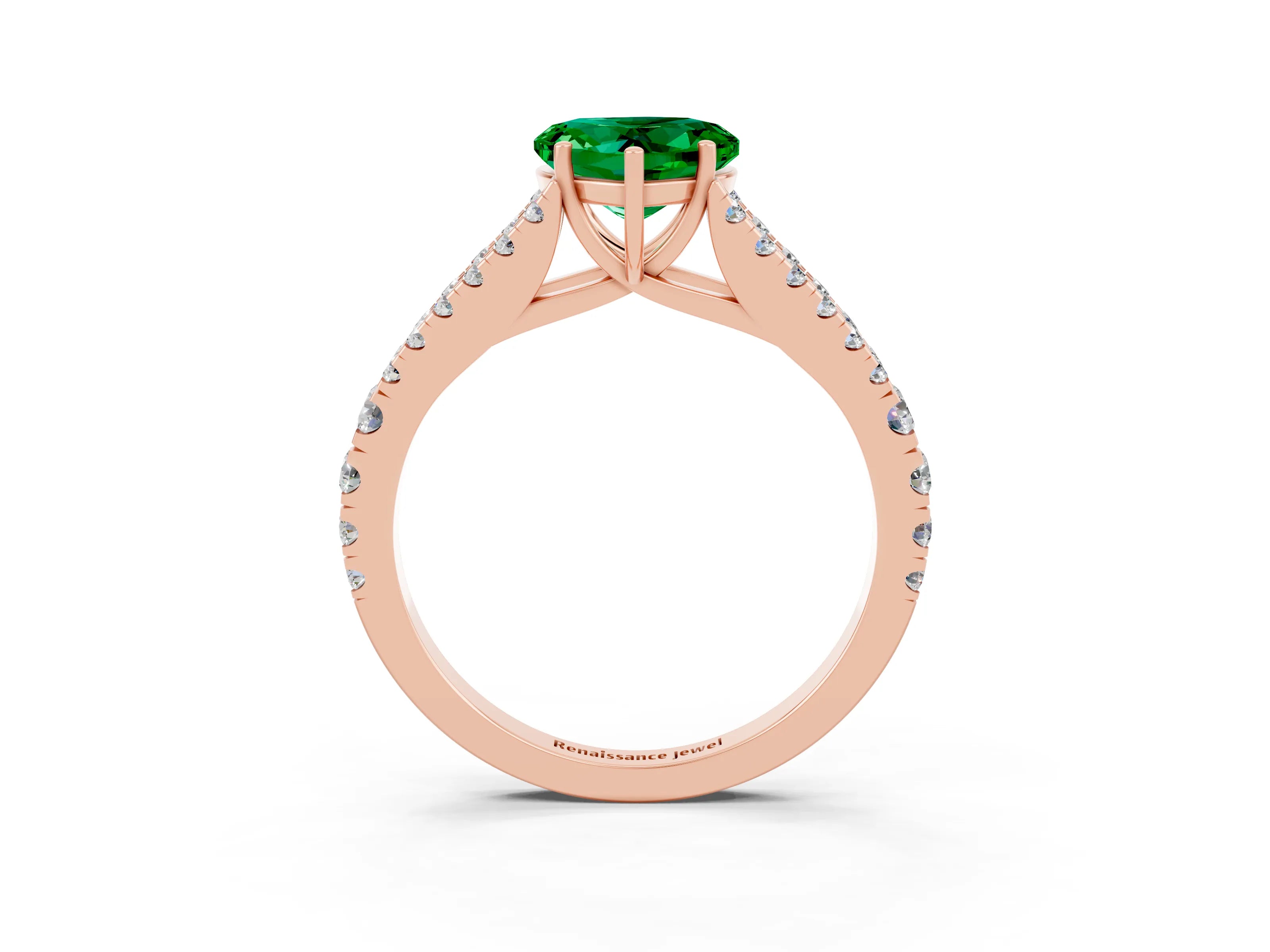 Rose gold Heart Cut Cut Split Shank Pave Diamond Engagement Ring with Four-Prong Setting_3