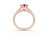 Rose gold Heart Cut Cut Split Shank Pave Diamond Engagement Ring with Four-Prong Setting_3