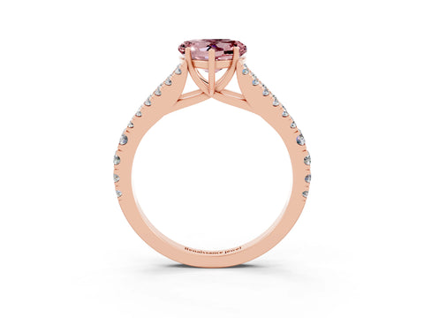Rose gold Heart Cut Cut Split Shank Pave Diamond Engagement Ring with Four-Prong Setting_3
