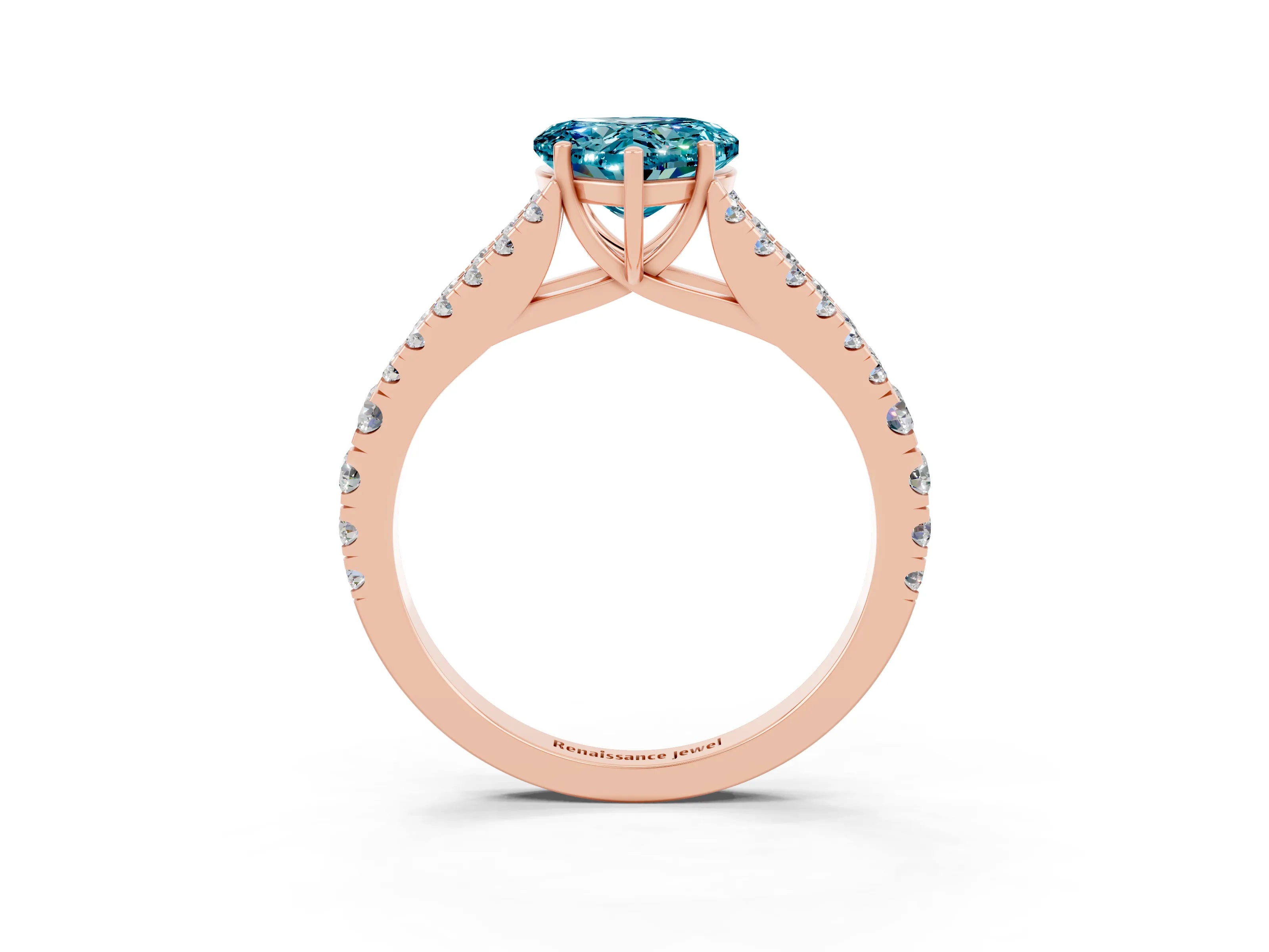 Rose gold Heart Cut Cut Split Shank Pave Diamond Engagement Ring with Four-Prong Setting_3