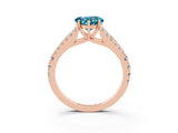Rose gold Heart Cut Cut Split Shank Pave Diamond Engagement Ring with Four-Prong Setting_3