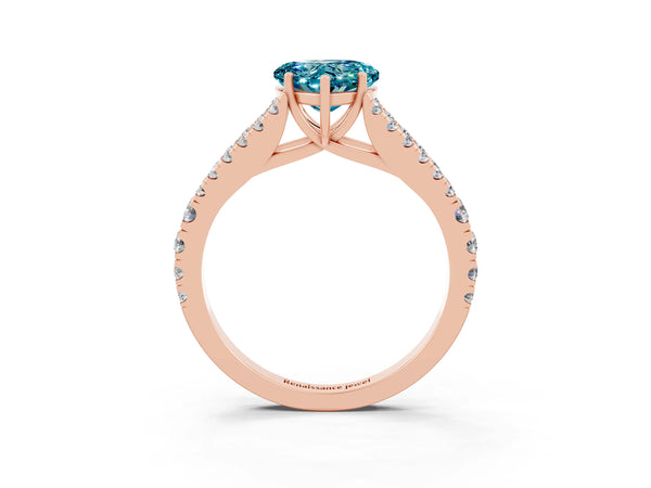 Rose gold Heart Cut Cut Split Shank Pave Diamond Engagement Ring with Four-Prong Setting