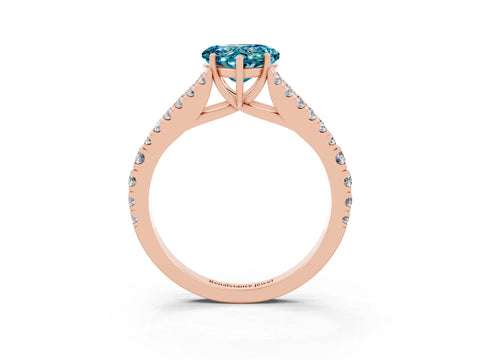 Rose gold Heart Cut Cut Split Shank Pave Diamond Engagement Ring with Four-Prong Setting_3