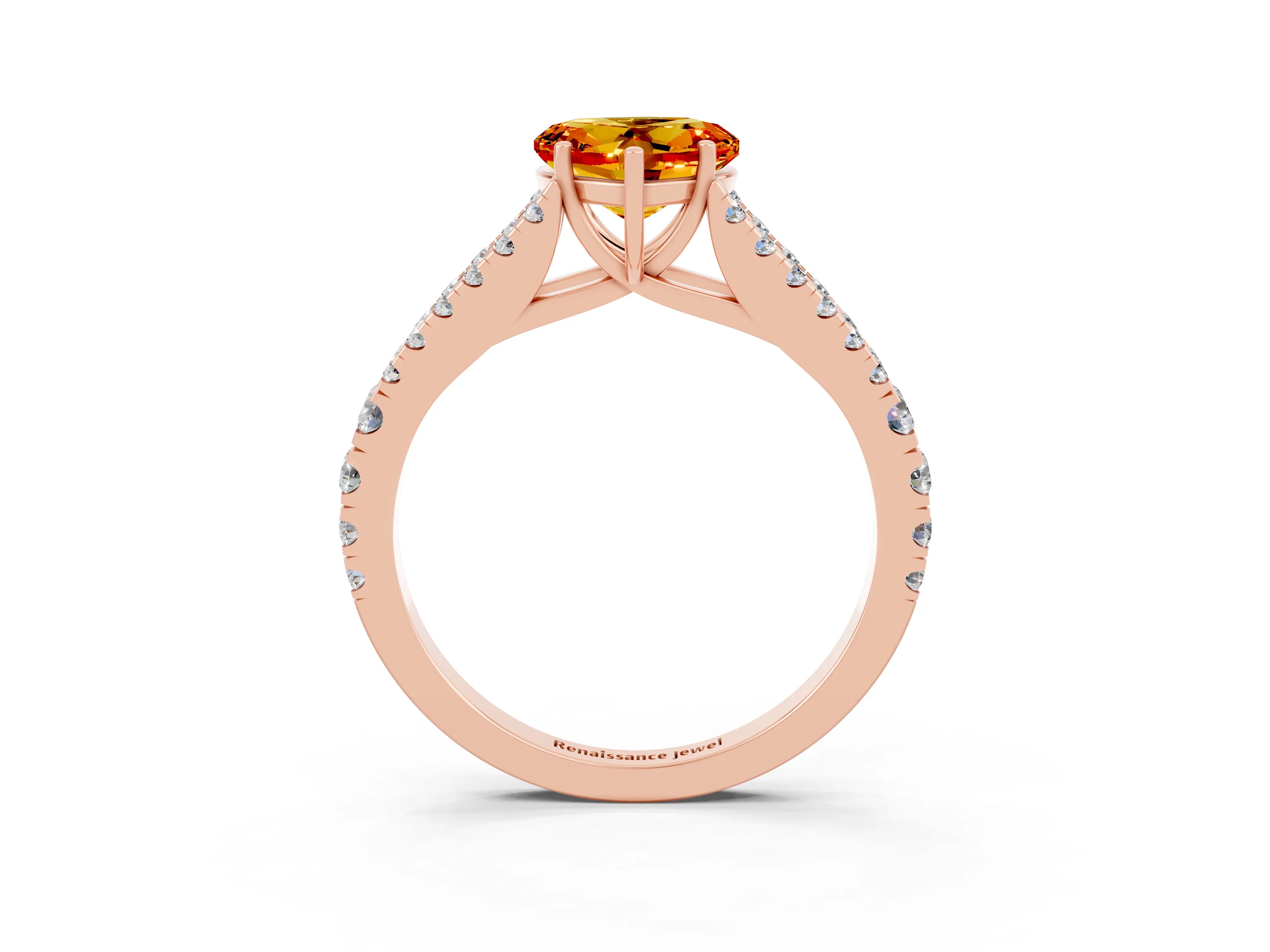 Rose gold Heart Cut Cut Split Shank Pave Diamond Engagement Ring with Four-Prong Setting_3