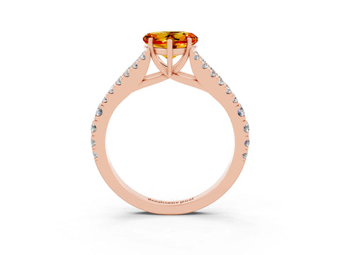 Rose gold Heart Cut Cut Split Shank Pave Diamond Engagement Ring with Four-Prong Setting_3