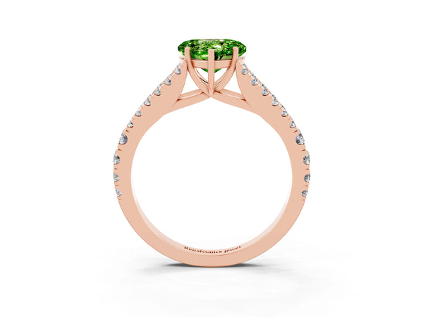 Rose gold Heart Cut Cut Split Shank Pave Diamond Engagement Ring with Four-Prong Setting