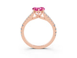 Rose gold Heart Cut Cut Split Shank Pave Diamond Engagement Ring with Four-Prong Setting_3