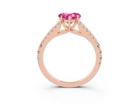 Rose gold Heart Cut Cut Split Shank Pave Diamond Engagement Ring with Four-Prong Setting_3