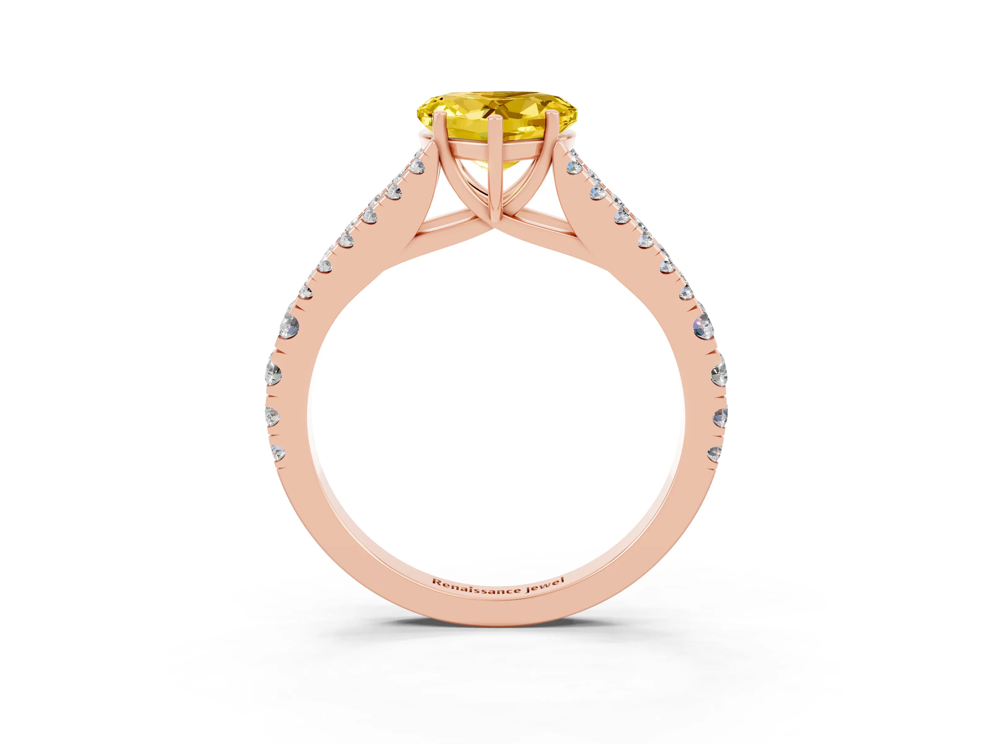 Rose gold Heart Cut Cut Split Shank Pave Diamond Engagement Ring with Four-Prong Setting_3