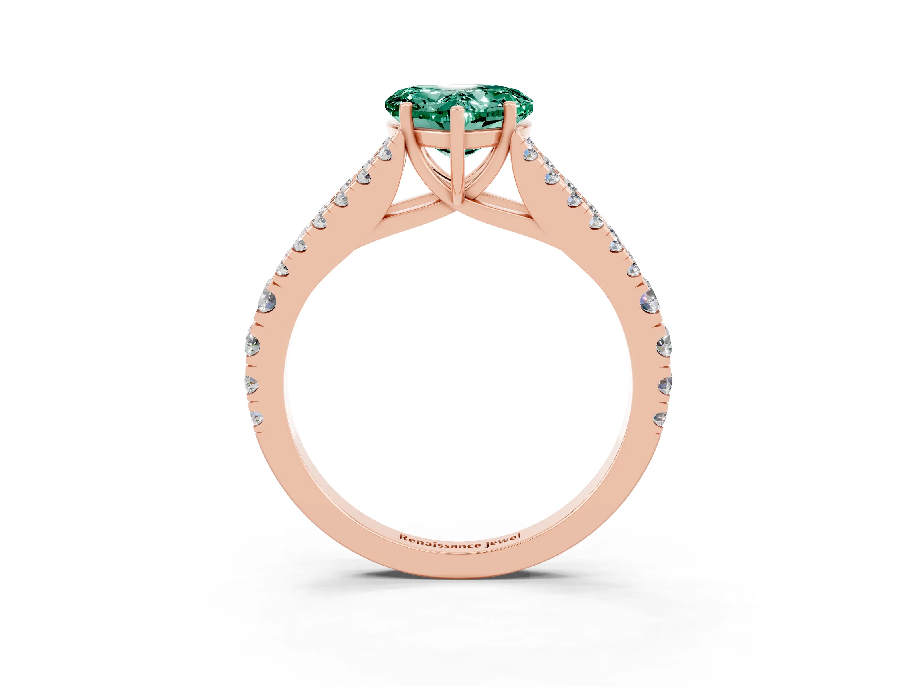 Rose gold Heart Cut Cut Split Shank Pave Diamond Engagement Ring with Four-Prong Setting_3