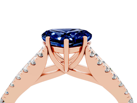 Rose gold Heart Cut Cut Split Shank Pave Diamond Engagement Ring with Four-Prong Setting_4