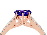 Rose gold Heart Cut Cut Split Shank Pave Diamond Engagement Ring with Four-Prong Setting_4