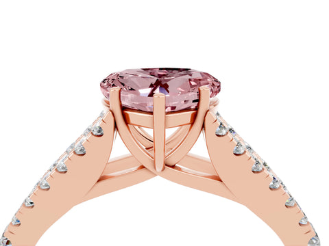 Rose gold Heart Cut Cut Split Shank Pave Diamond Engagement Ring with Four-Prong Setting_4