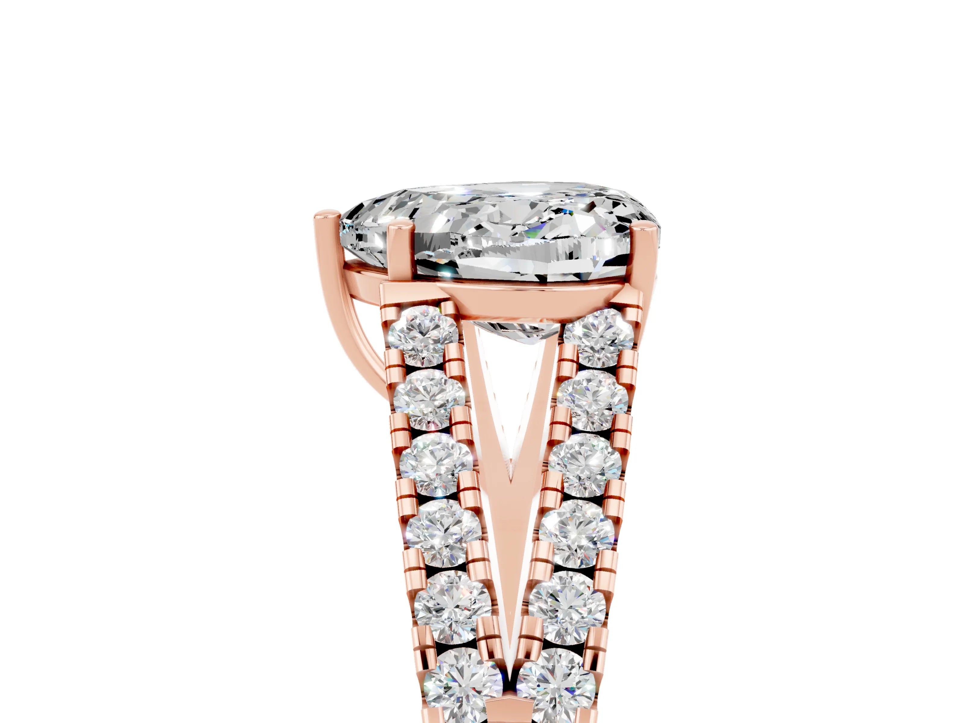 Rose gold Heart Cut Cut Split Shank Pave Diamond Engagement Ring with Four-Prong Setting_5
