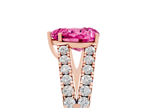 Rose gold Heart Cut Cut Split Shank Pave Diamond Engagement Ring with Four-Prong Setting_5