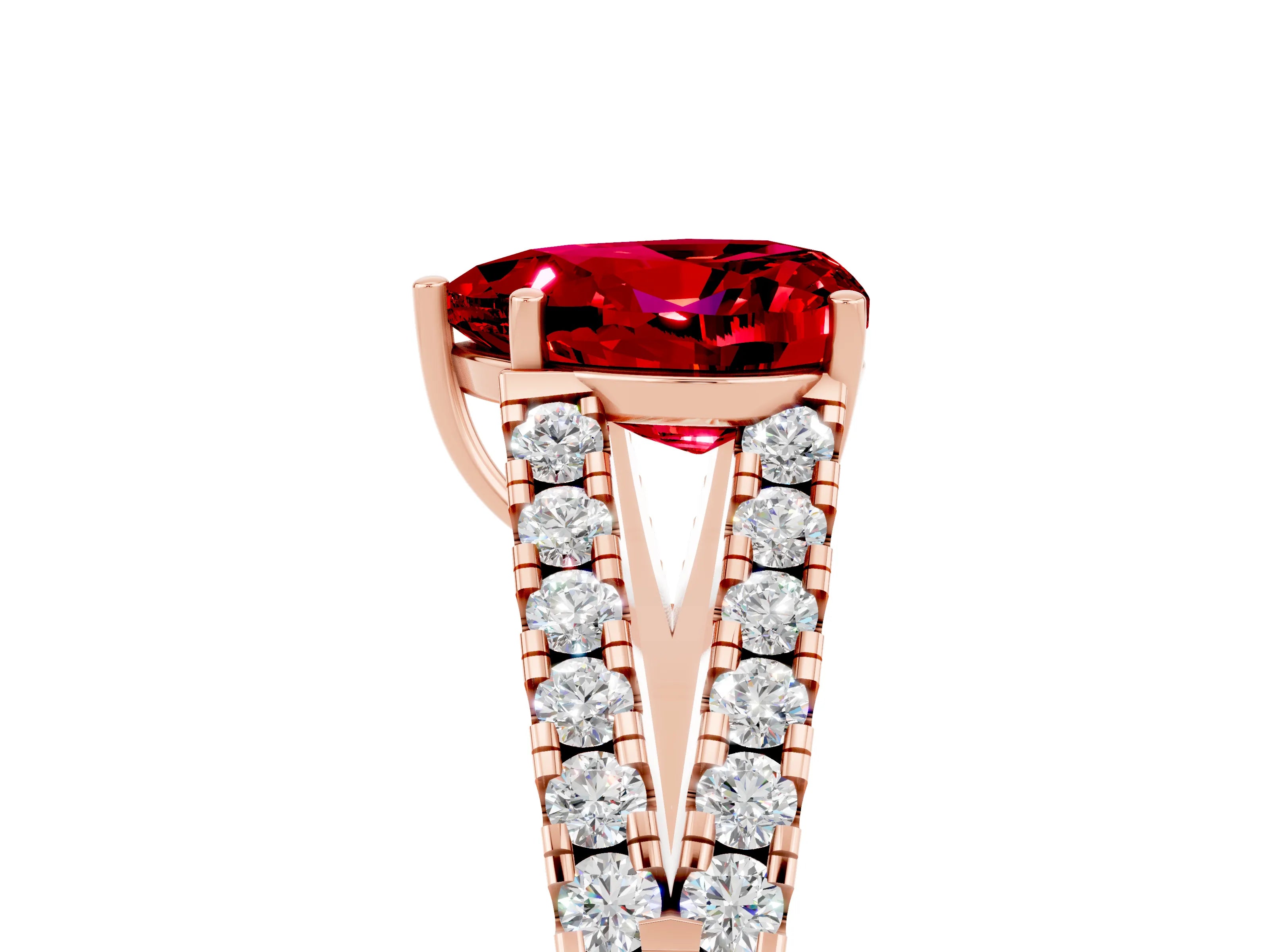Rose gold Heart Cut Cut Split Shank Pave Diamond Engagement Ring with Four-Prong Setting_5
