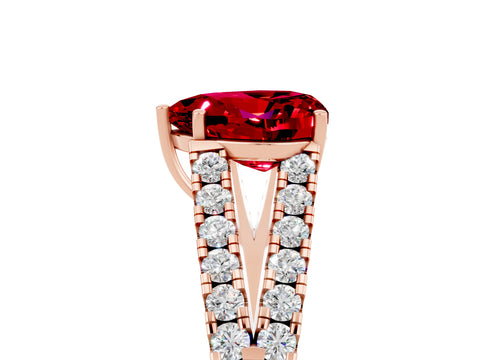 Rose gold Heart Cut Cut Split Shank Pave Diamond Engagement Ring with Four-Prong Setting_5