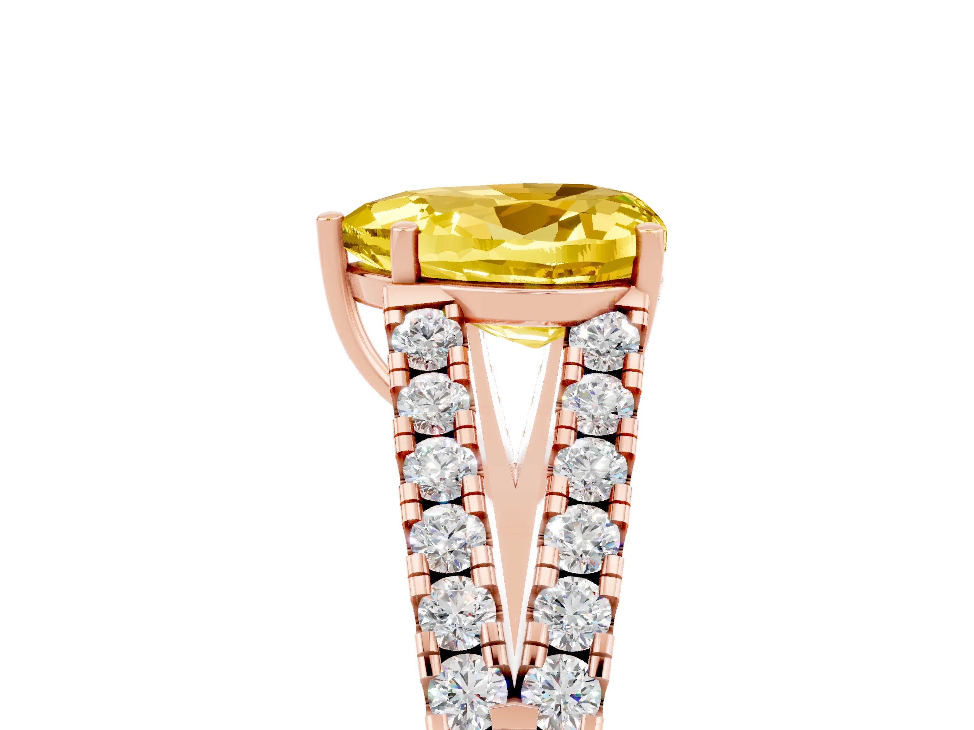 Rose gold Heart Cut Cut Split Shank Pave Diamond Engagement Ring with Four-Prong Setting_5