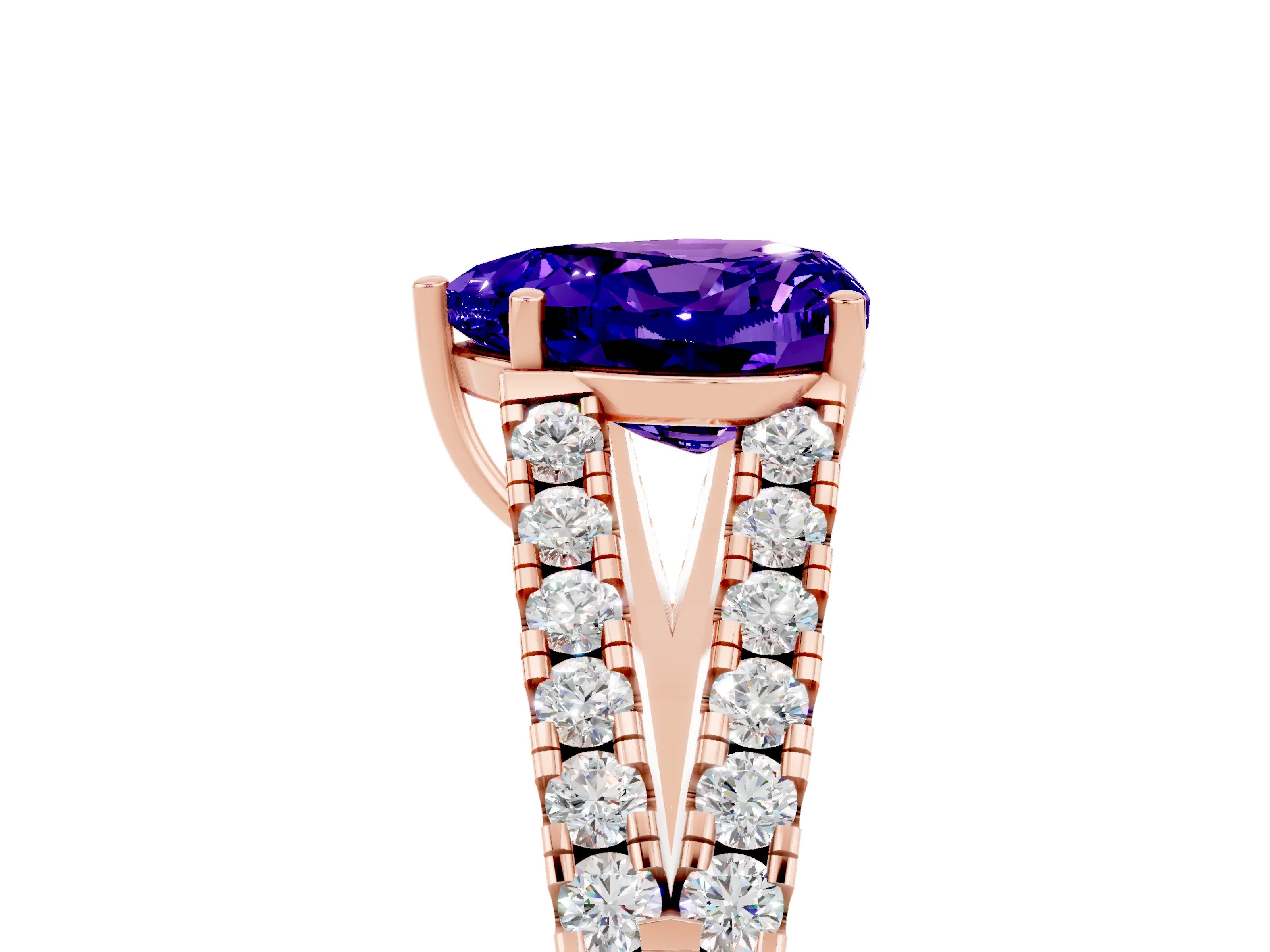 Rose gold Heart Cut Cut Split Shank Pave Diamond Engagement Ring with Four-Prong Setting_5