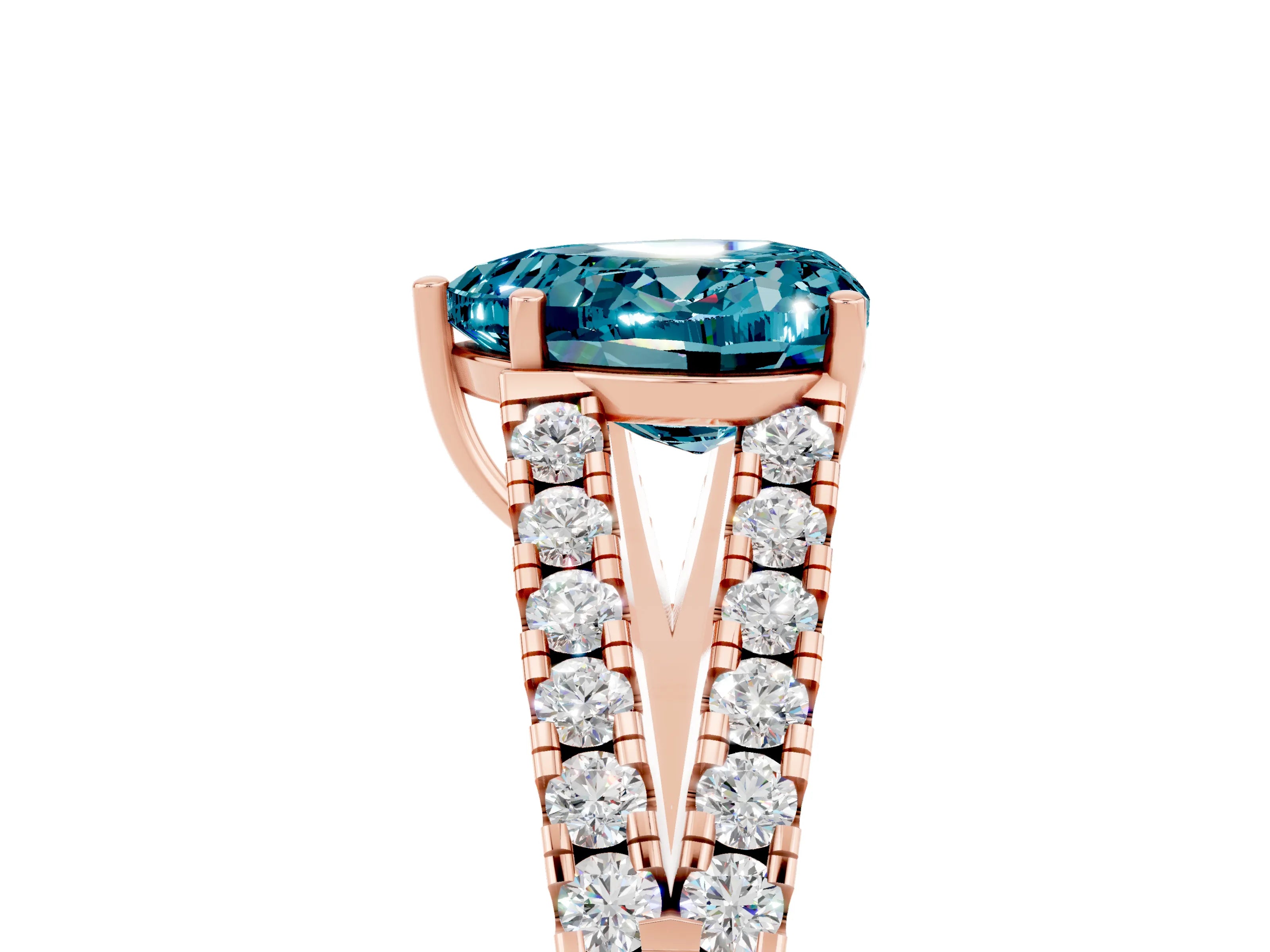Rose gold Heart Cut Cut Split Shank Pave Diamond Engagement Ring with Four-Prong Setting_5