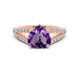 Rose gold Heart Cut Cut Split Shank Pave Diamond Engagement Ring with Four-Prong Setting