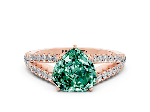 Rose gold Heart Cut Cut Split Shank Pave Diamond Engagement Ring with Four-Prong Setting