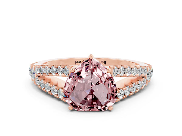 Rose gold Heart Cut Cut Split Shank Pave Diamond Engagement Ring with Four-Prong Setting