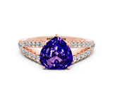 Rose gold Heart Cut Cut Split Shank Pave Diamond Engagement Ring with Four-Prong Setting