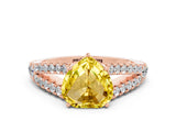Rose gold Heart Cut Cut Split Shank Pave Diamond Engagement Ring with Four-Prong Setting