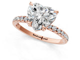 Rose gold Heart Cut Diamond Brilliant Solitaire Ring with Pavé Band and Four-Prong Setting_16