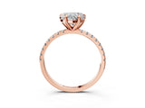 Rose gold Heart Cut Diamond Brilliant Solitaire Ring with Pavé Band and Four-Prong Setting_18