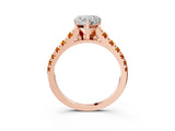 Rose gold Heart Cut Diamond Cathedral Solitaire Ring with Round with Citrine side stone Pavé Band_27