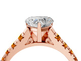 Rose gold Heart Cut Diamond Cathedral Solitaire Ring with Round with Citrine side stone Pavé Band_28