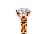 Rose gold Heart Cut Diamond Cathedral Solitaire Ring with Round with Citrine side stone Pavé Band_29