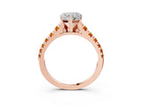 Rose gold Heart Cut Diamond Cathedral Solitaire Ring with Round with Citrine side stone Pavé Band_39